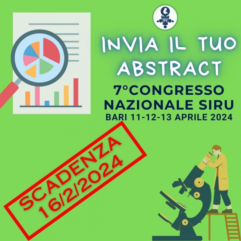 Visualizza Proroga ABSTRACT 7° Congresso Nazionale SIRU Bari 2024