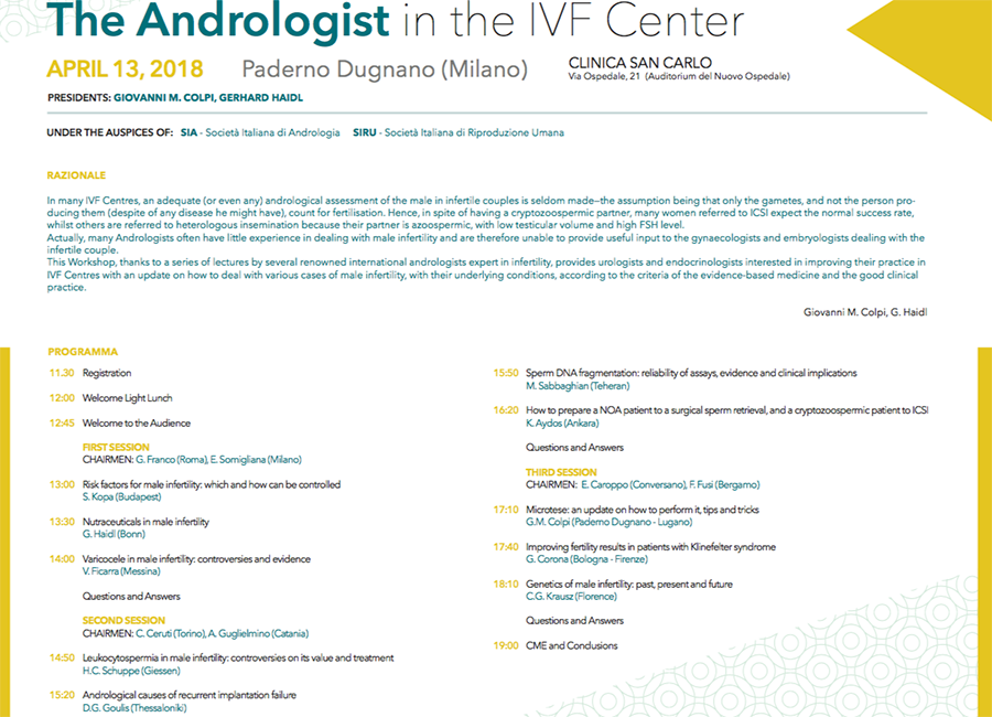 Visualizza 13 Aprile 2018 - The Andrologist in the IVF Center